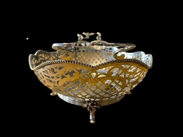 Belle Corbeille à Pain Ajourée En Argent De Style Louis XVI.-photo-3