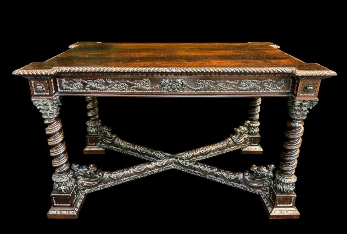 Table De Milieu / Bureau En Palissandre 19ème.