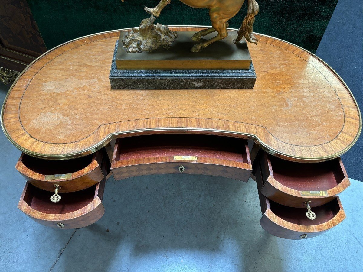 Beautiful French Parquet Desk In Louis XV Style, 19th Century.-photo-4