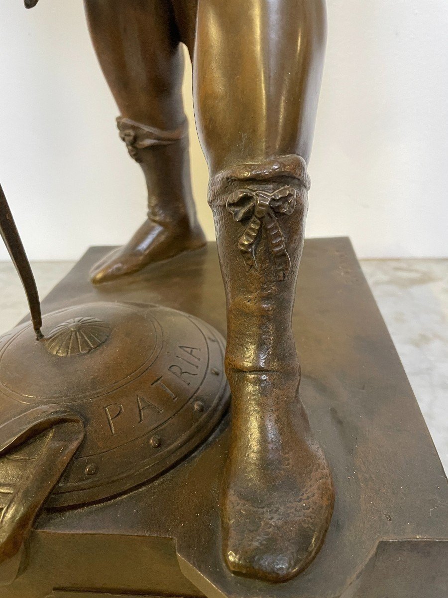 Large Bronze Sculpture "the Duty" Honor Patria By E.picault 19thc. (78 Cm).-photo-2
