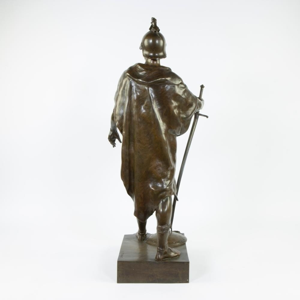 Large Bronze Sculpture "the Duty" Honor Patria By E.picault 19thc. (78 Cm).-photo-8