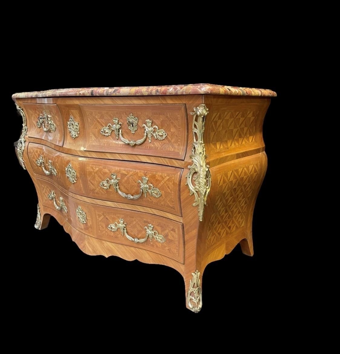 Grande Commode De Style Louis XV , 19ème.-photo-4