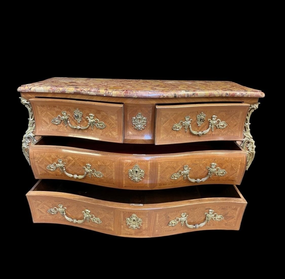 Grande Commode De Style Louis XV , 19ème.-photo-5