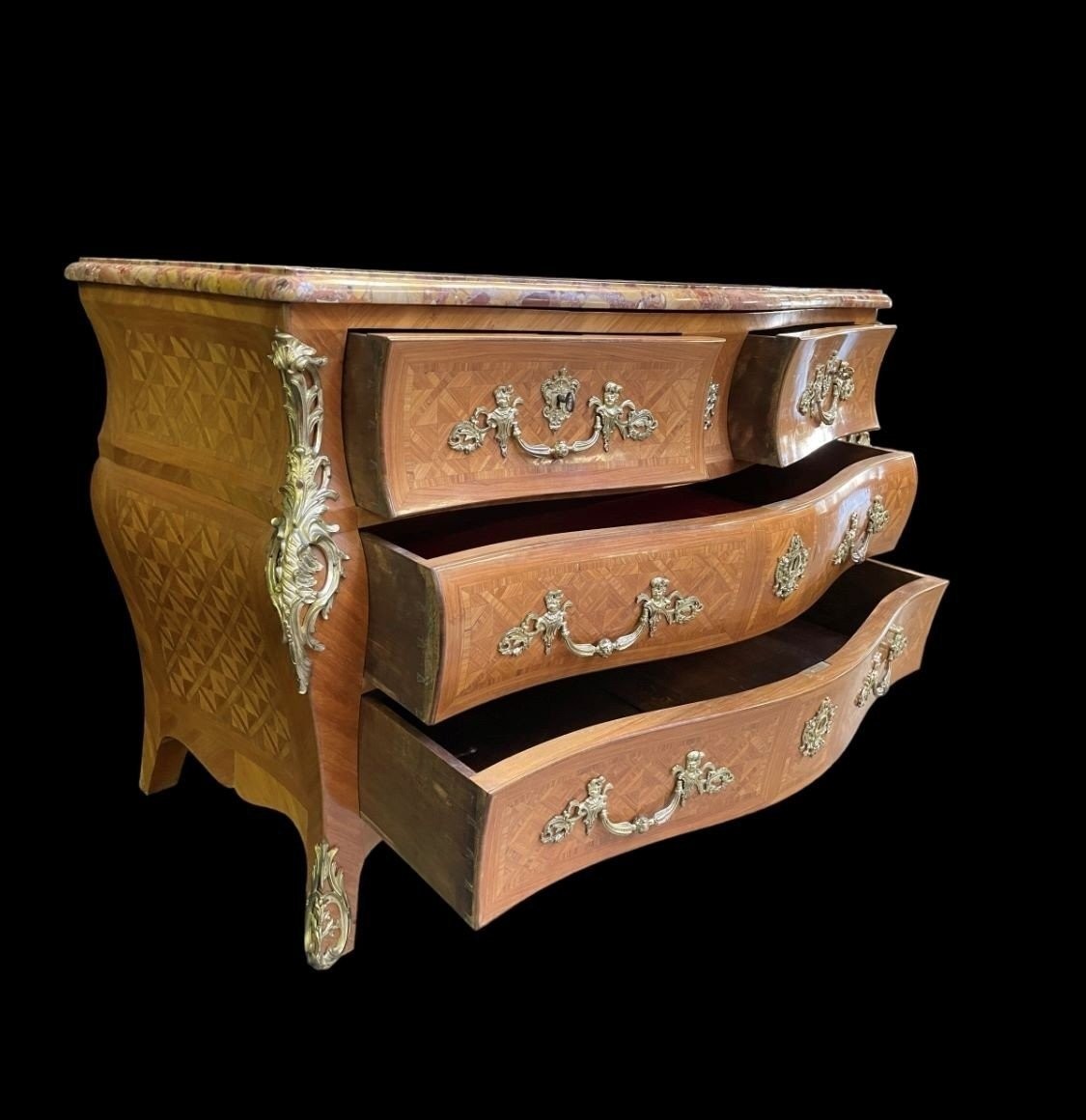 Grande Commode De Style Louis XV , 19ème.-photo-6