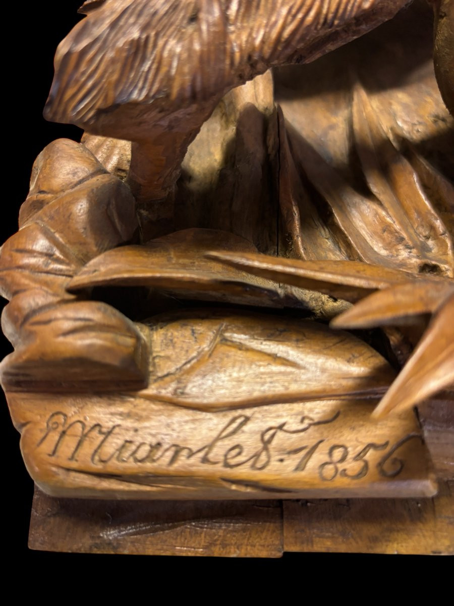 Bas-relief, Very Deeply Carved, In Fruit Wood, 19th Century-photo-1