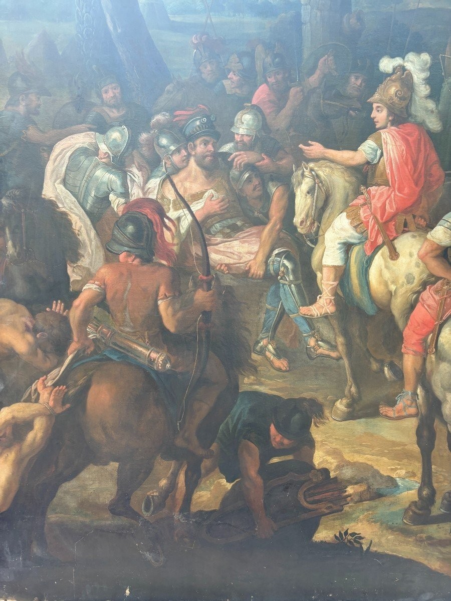Very Large Decorative Oil Painting On Canvas 18th Century (281 X 224 Cm)-photo-3