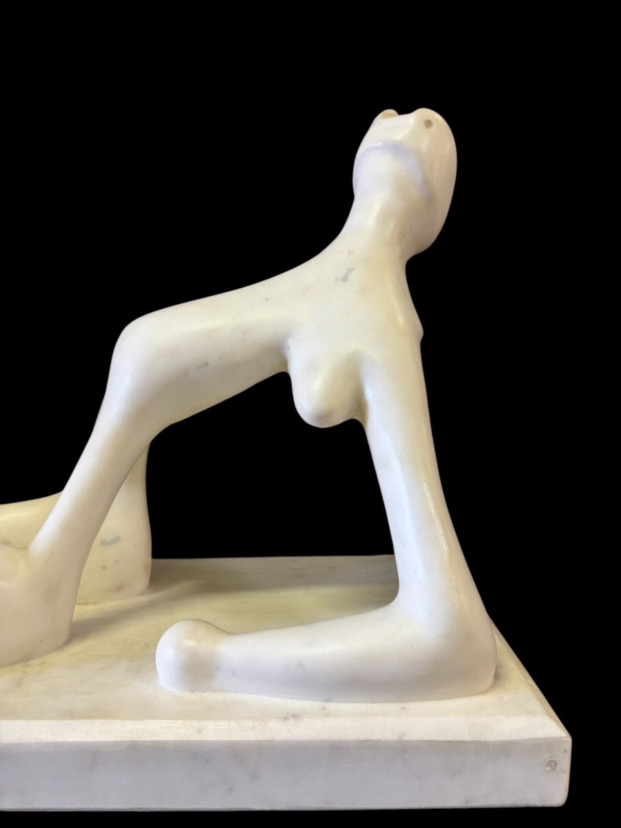 Large Modern White Marble Sculpture 107 Cm-photo-3