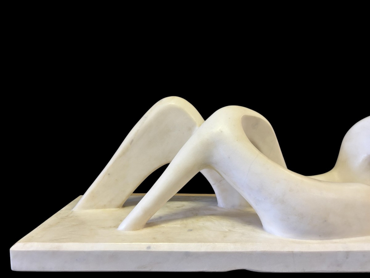 Large Modern White Marble Sculpture 107 Cm-photo-4