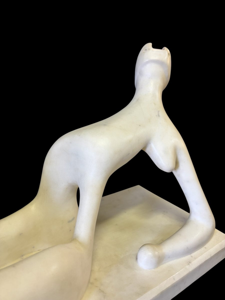Large Modern White Marble Sculpture 107 Cm-photo-2