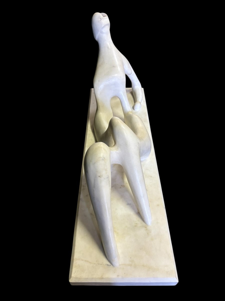 Large Modern White Marble Sculpture 107 Cm-photo-3