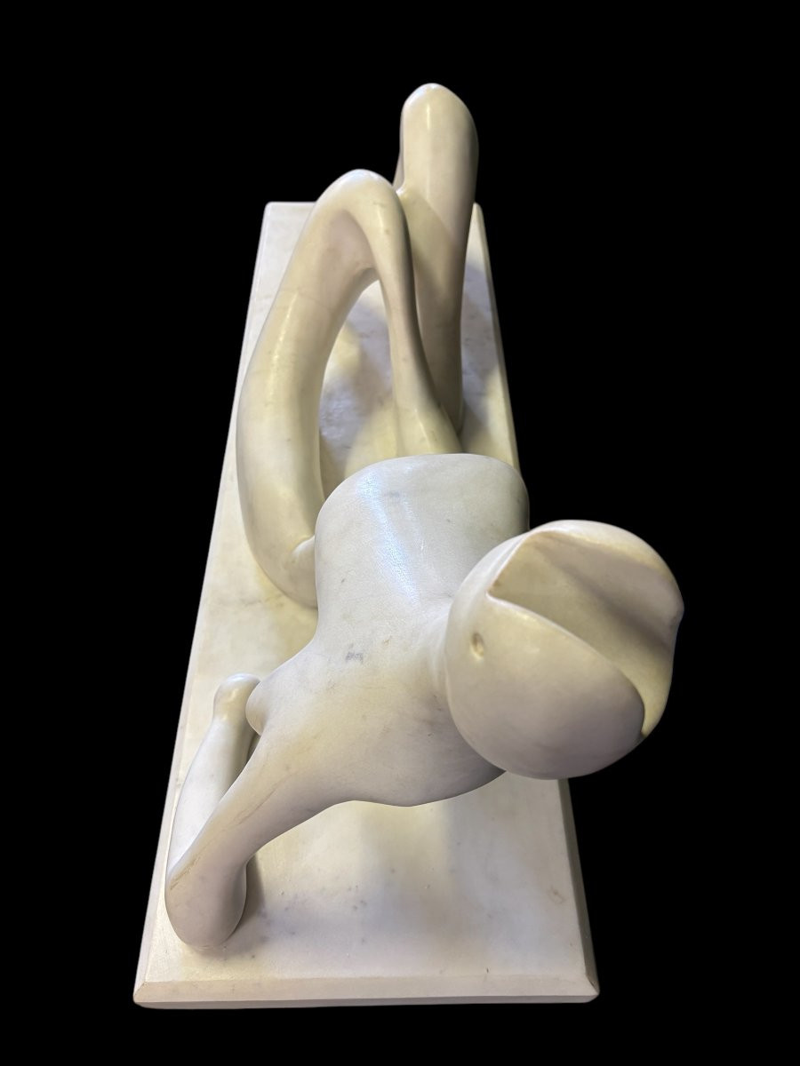 Large Modern White Marble Sculpture 107 Cm-photo-8
