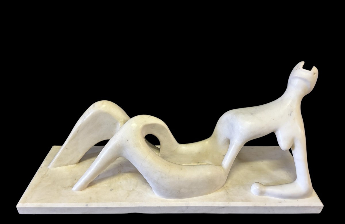 Large Modern White Marble Sculpture 107 Cm