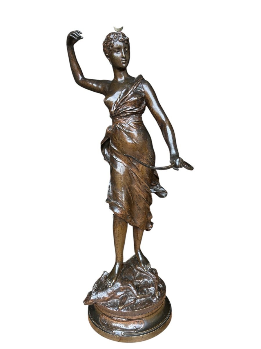 Large Sculpture “diane The Huntress” In Bronze, 19th Century. (73 Cm)-photo-2