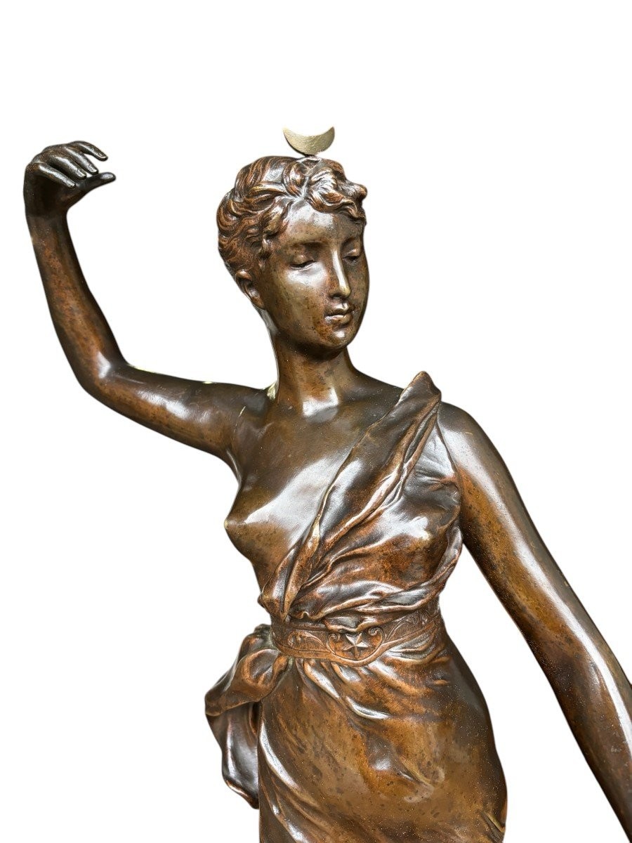 Large Sculpture “diane The Huntress” In Bronze, 19th Century. (73 Cm)-photo-3