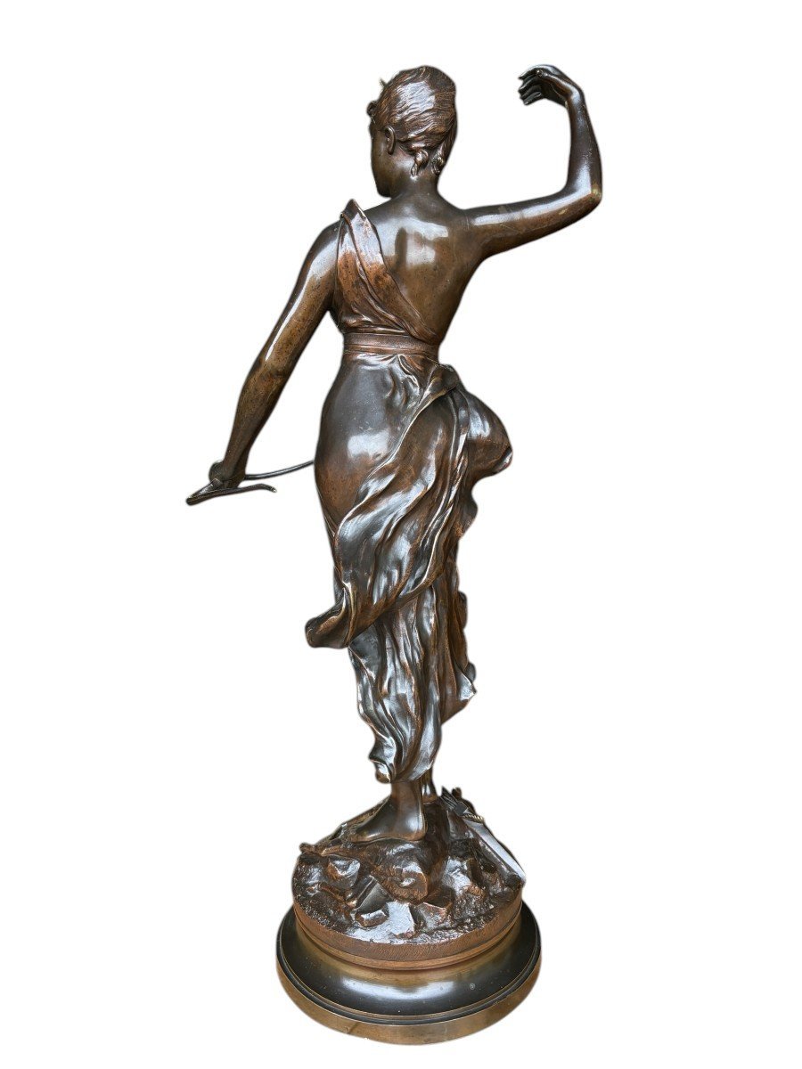 Large Sculpture “diane The Huntress” In Bronze, 19th Century. (73 Cm)-photo-2