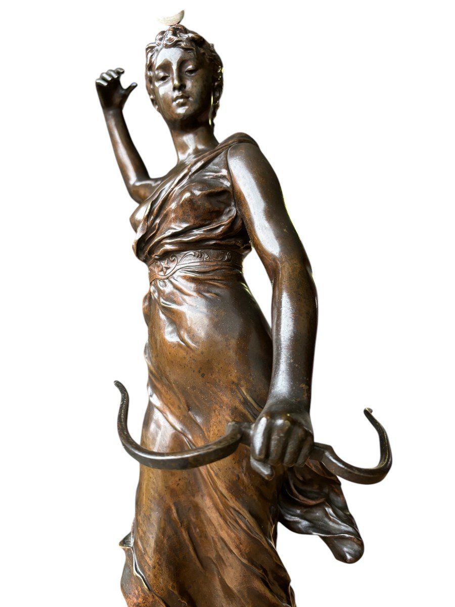 Large Sculpture “diane The Huntress” In Bronze, 19th Century. (73 Cm)-photo-5