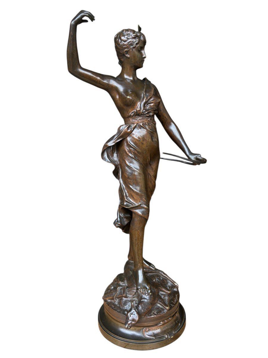 Large Sculpture “diane The Huntress” In Bronze, 19th Century. (73 Cm)-photo-6
