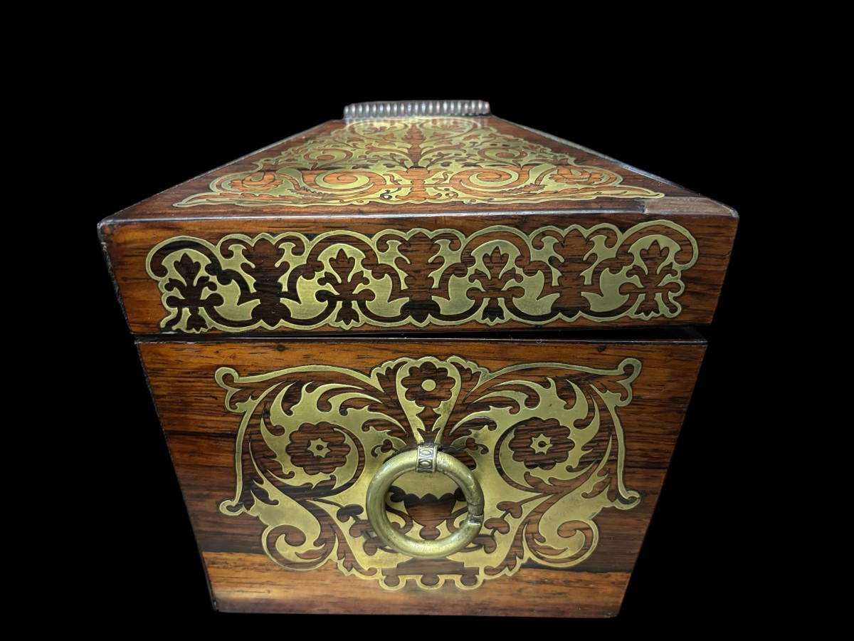 19th Century Boulle Marquetry Tea Caddy.-photo-6