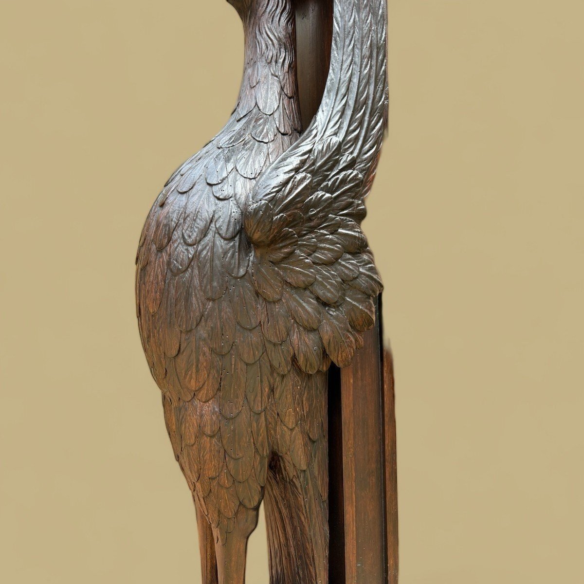 Large Empire Stand (134 Cm) "mythological Winged Beast" In Wood, 19th Century.-photo-6