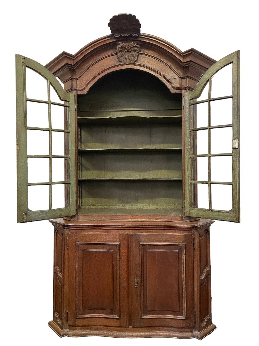 18th Century Oak Display Cabinet With 4 Curved Doors.-photo-4