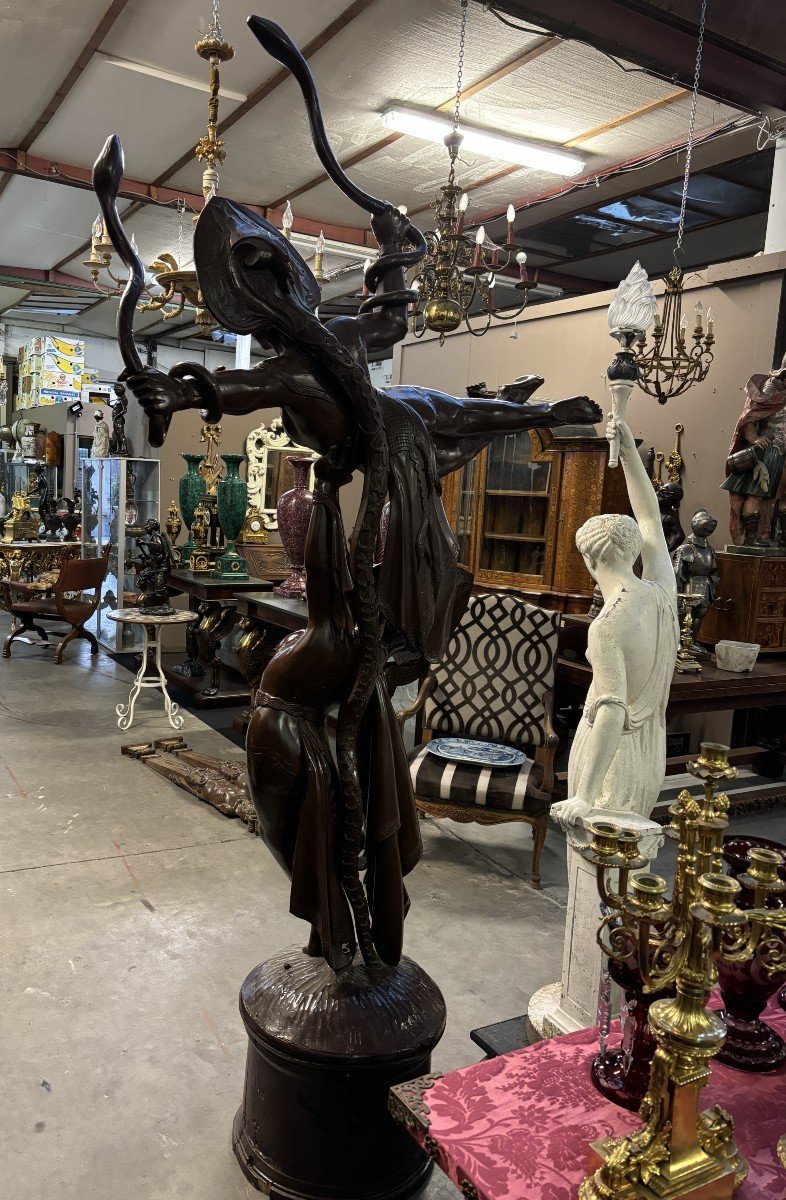 Grande Sculpture Décorative « Paire De Danseurs » En Bois ,début 20ème. ( 255 Cm )-photo-5