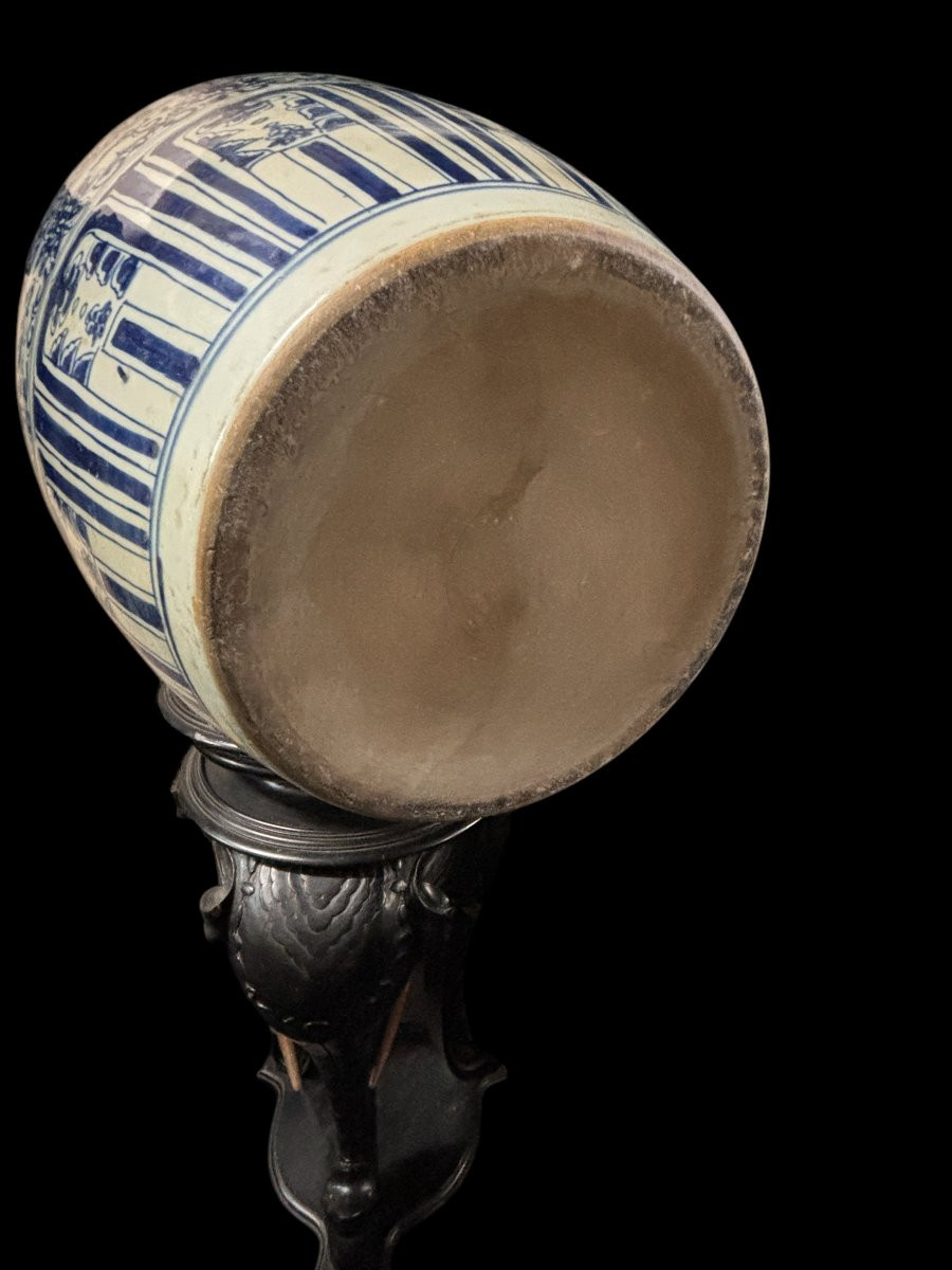 Paire De Très Grands Vases à Couvercle En Porcelaine , 20ème ( 82 Cm ).-photo-7