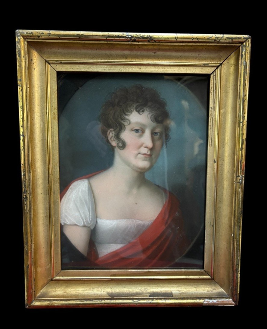 Pair Of 19th Century Pastel Portraits.-photo-3