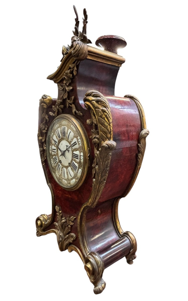 Beautiful Louis XV Style Cartel Clock In Tortoiseshell And Bronze, 19th Century.-photo-4
