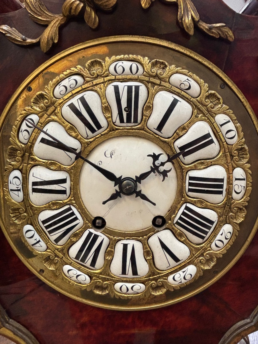 Beautiful Louis XV Style Cartel Clock In Tortoiseshell And Bronze, 19th Century.-photo-2