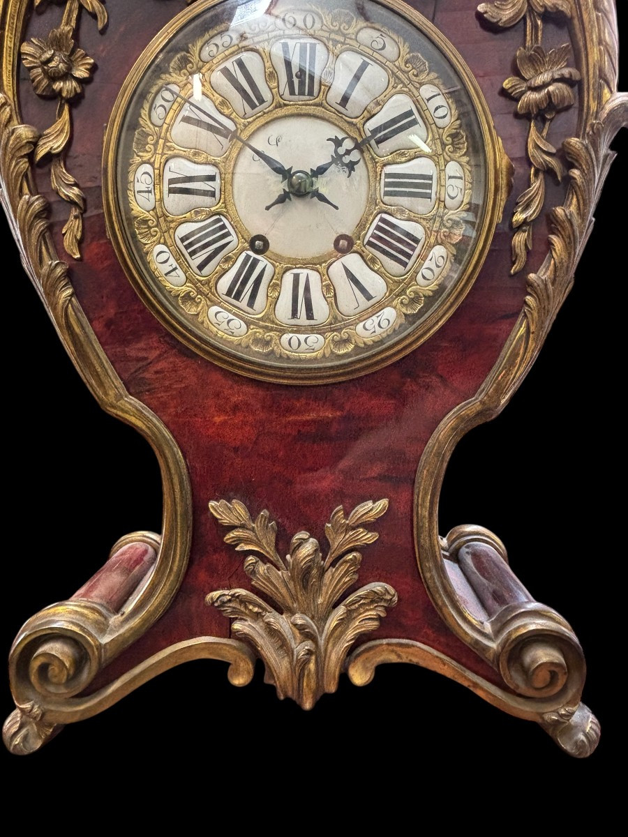 Beautiful Louis XV Style Cartel Clock In Tortoiseshell And Bronze, 19th Century.-photo-3