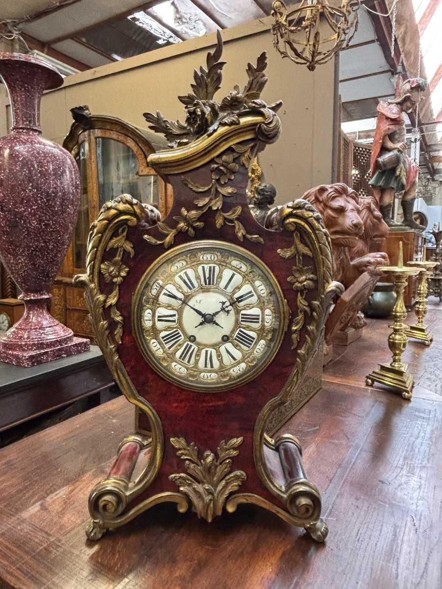Beautiful Louis XV Style Cartel Clock In Tortoiseshell And Bronze, 19th Century.-photo-8