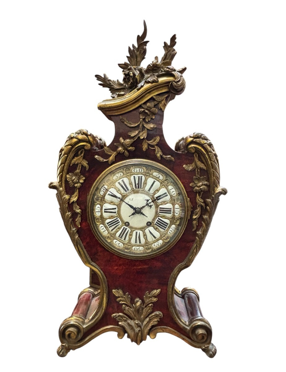 Beautiful Louis XV Style Cartel Clock In Tortoiseshell And Bronze, 19th Century.