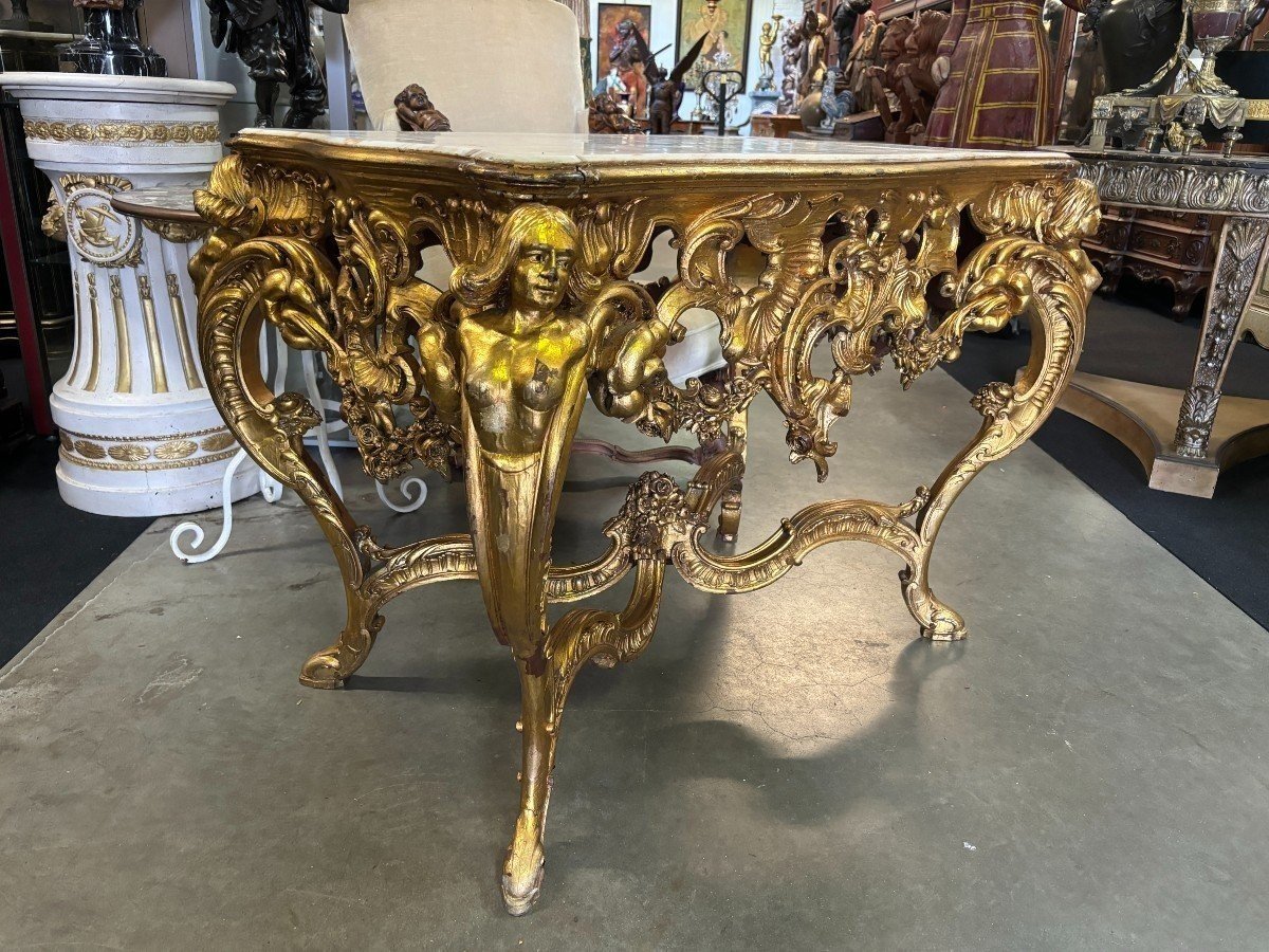 19th Century Louis XV Style Gilded Wood Center Table.-photo-1