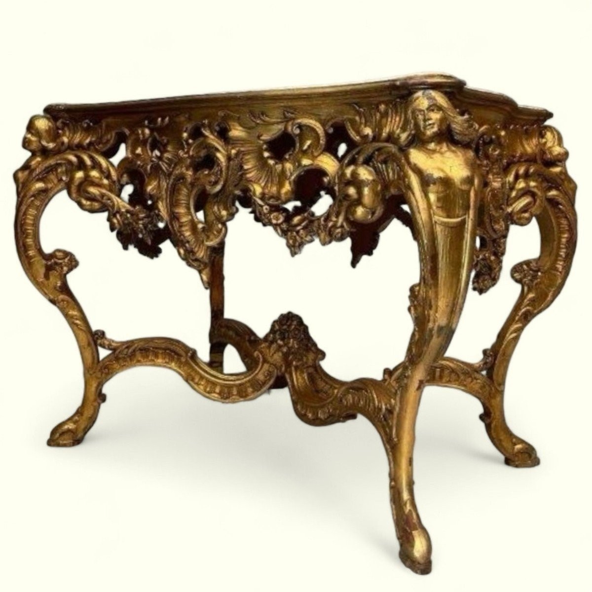 19th Century Louis XV Style Gilded Wood Center Table.-photo-8