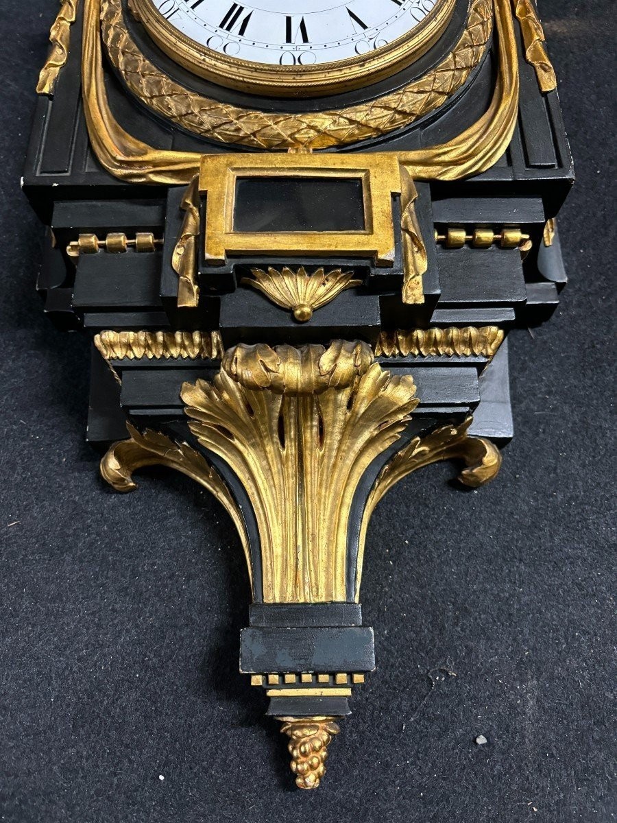 Large Louis XVI Style Wall Clock In Wood, 18th Century (78 Cm).-photo-1
