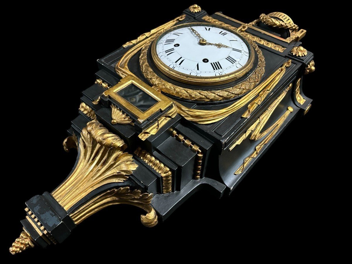 Large Louis XVI Style Wall Clock In Wood, 18th Century (78 Cm).-photo-5