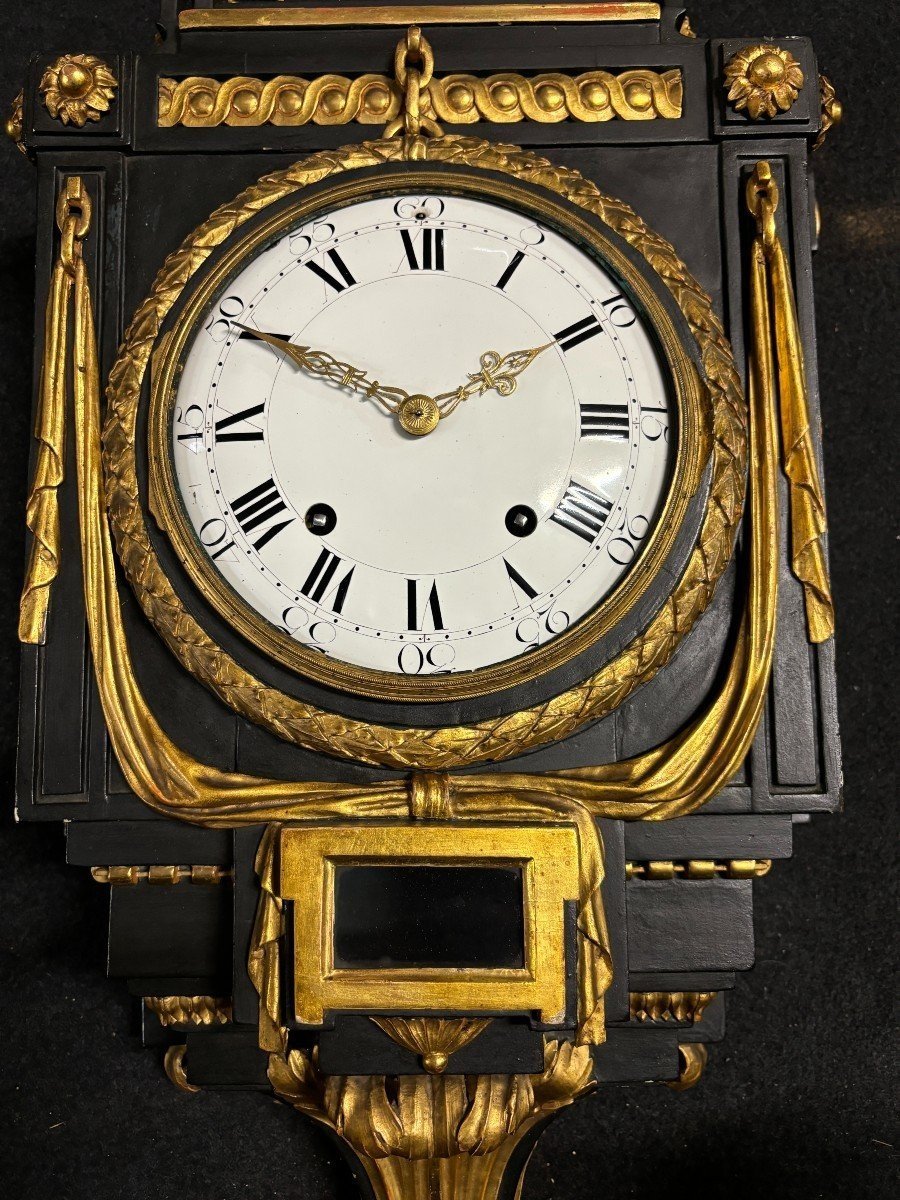 Large Louis XVI Style Wall Clock In Wood, 18th Century (78 Cm).-photo-7