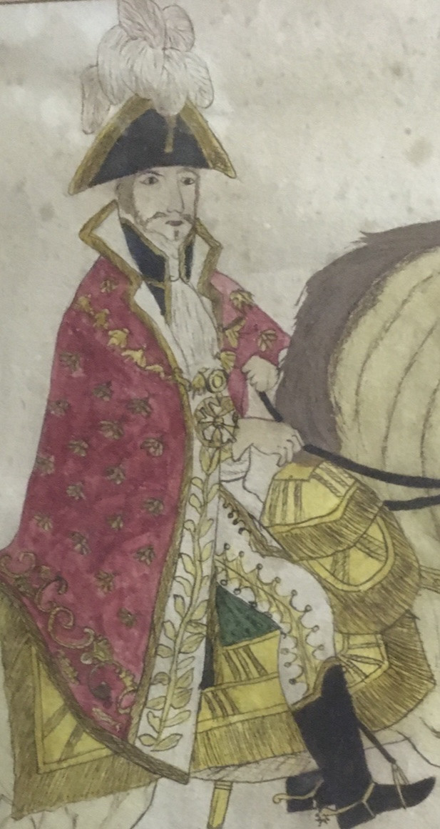 Deux aquarelles roi et prince à cheval 19e siècle -photo-2