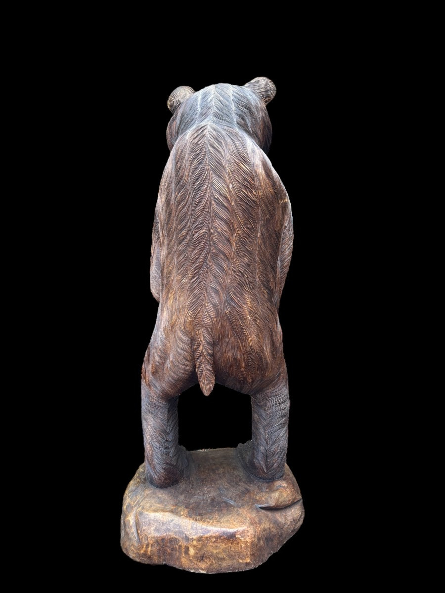 Large Black Forest Bear In Solid Wood, 20th Century (163 Cm). -photo-6