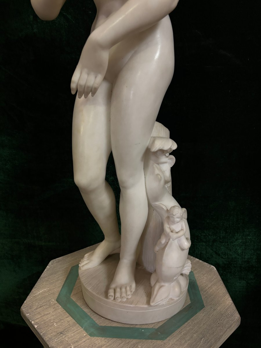 Beautiful "venus" Sculpture In 19th Century Alabaster. (79 Cm)-photo-2