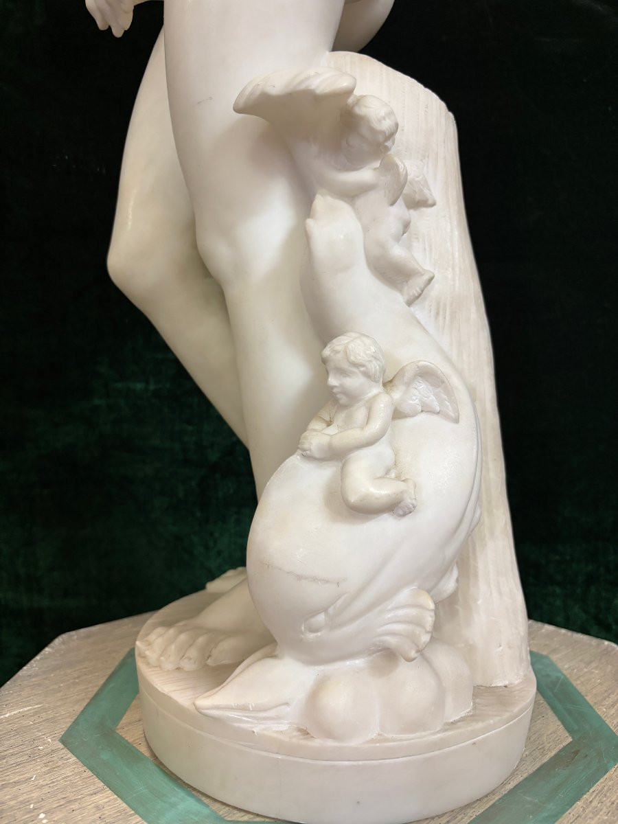 Beautiful "venus" Sculpture In 19th Century Alabaster. (79 Cm)-photo-3