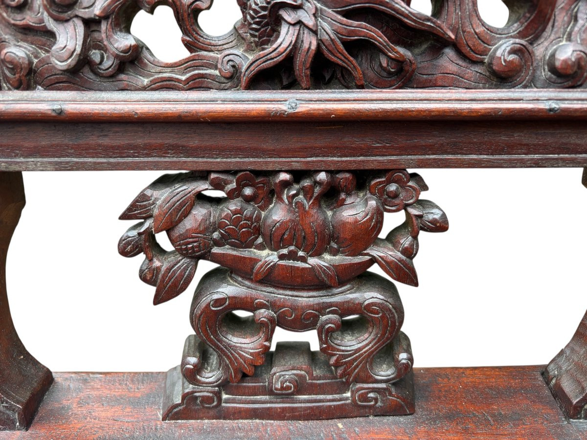 Paire de fauteuils asiatiques en bois dur 19ème-photo-4