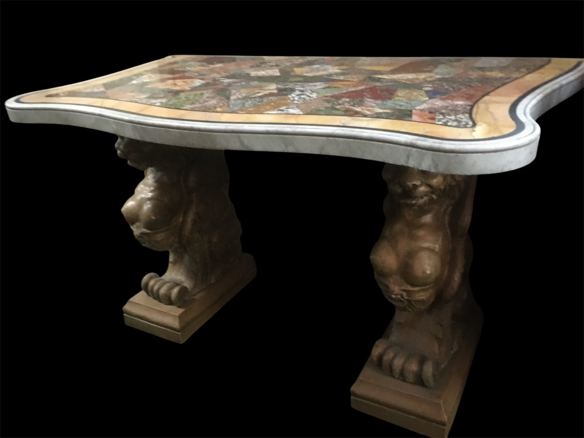 19th Century Italian Console In Carrara Marble.-photo-4