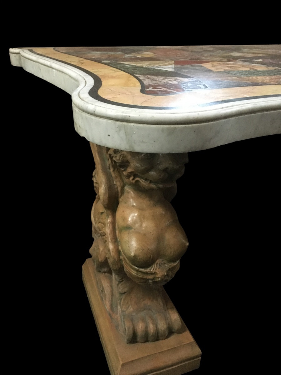 19th Century Italian Console In Carrara Marble.-photo-1