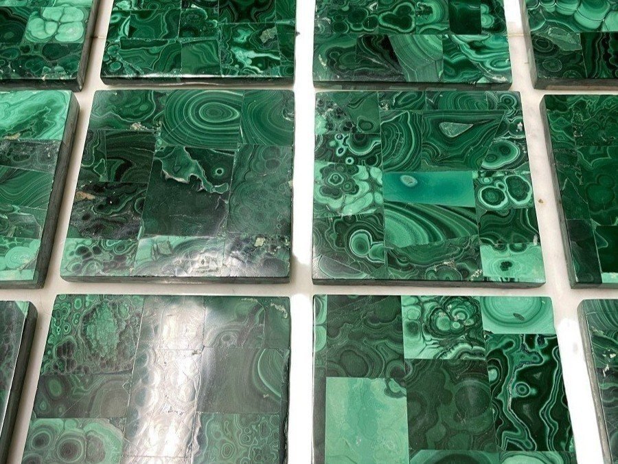 Large Lot Of Malachite Tiles (36 Pieces)-photo-1