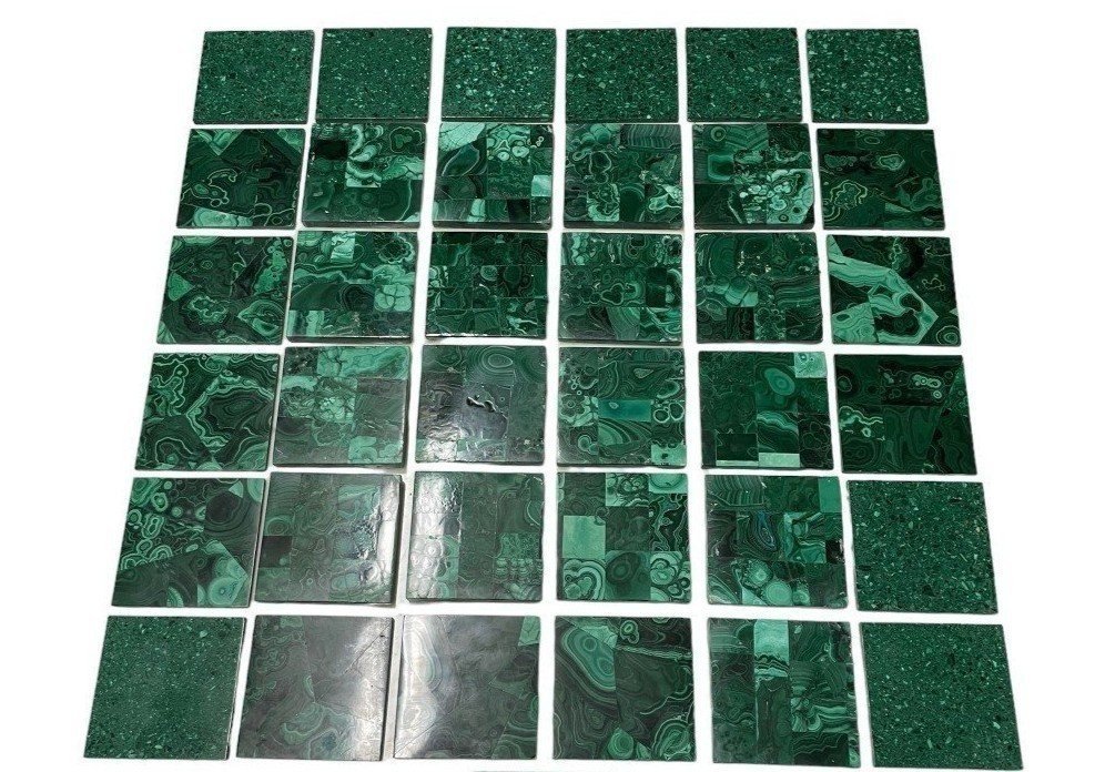 Large Lot Of Malachite Tiles (36 Pieces)-photo-2