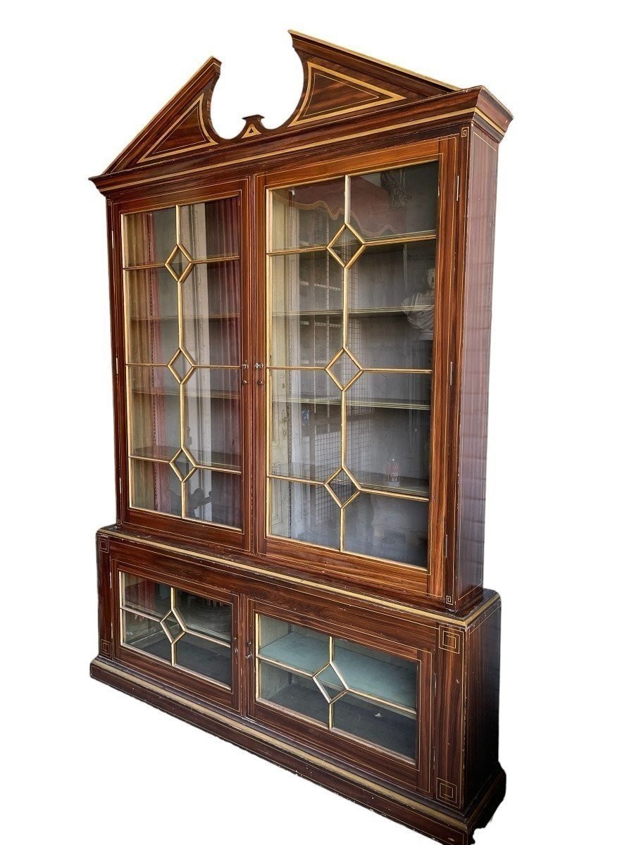 Large, Very Decorative 4-door Bookcase Circa 1900-photo-2