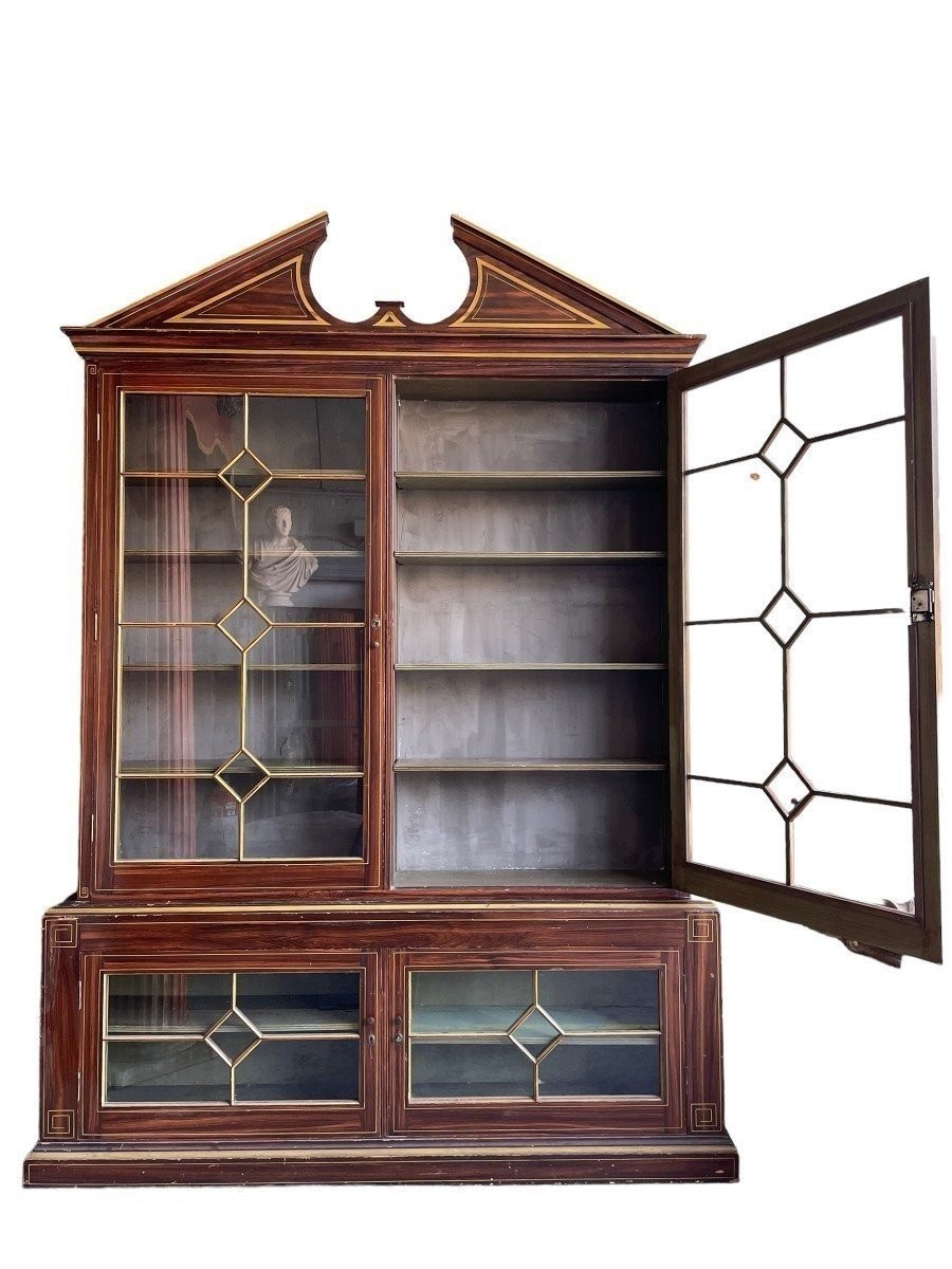 Large, Very Decorative 4-door Bookcase Circa 1900-photo-3