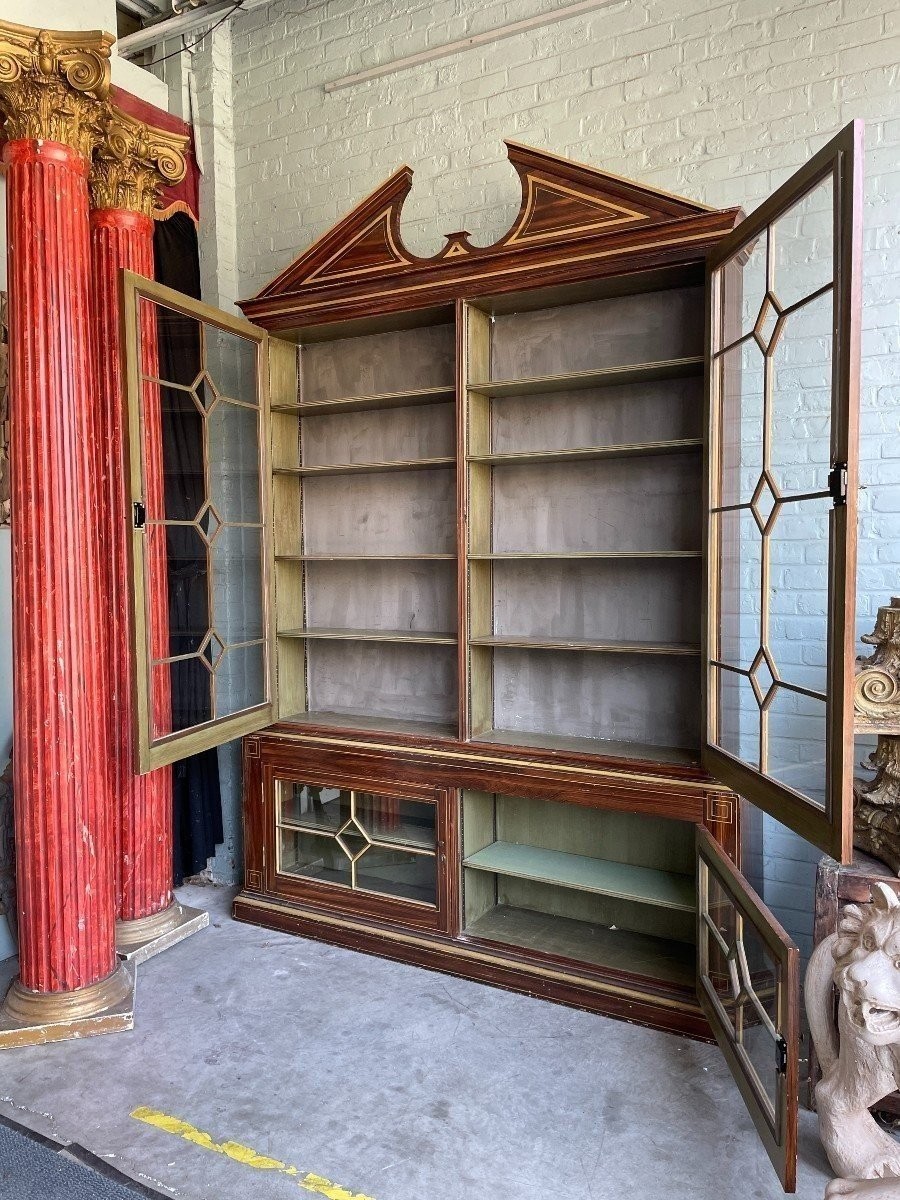 Large, Very Decorative 4-door Bookcase Circa 1900-photo-4