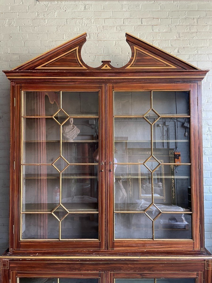 Large, Very Decorative 4-door Bookcase Circa 1900-photo-1